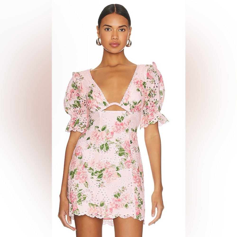 MAJORELLE Pink Lace-Trim Slip Dress size small